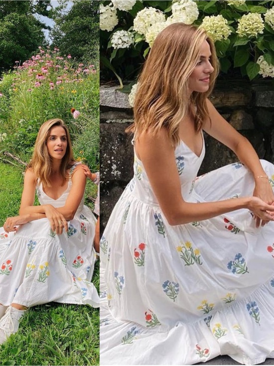 Daydress Dresses & Skirts - Daydress UK Maeve White Floral Tiered Dress Blockprint No Size